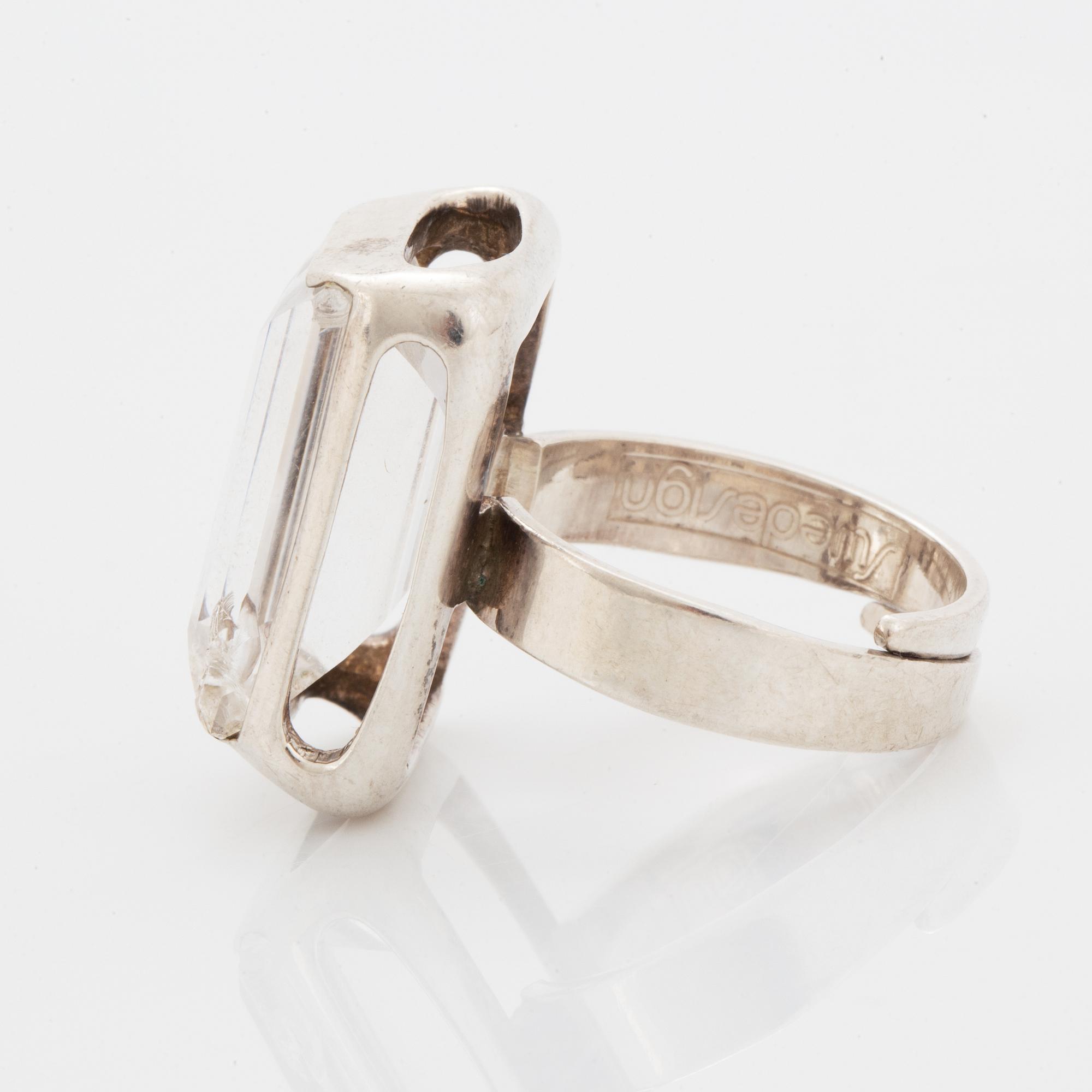 Bengt Hallberg, ring, silver med bergkristall.