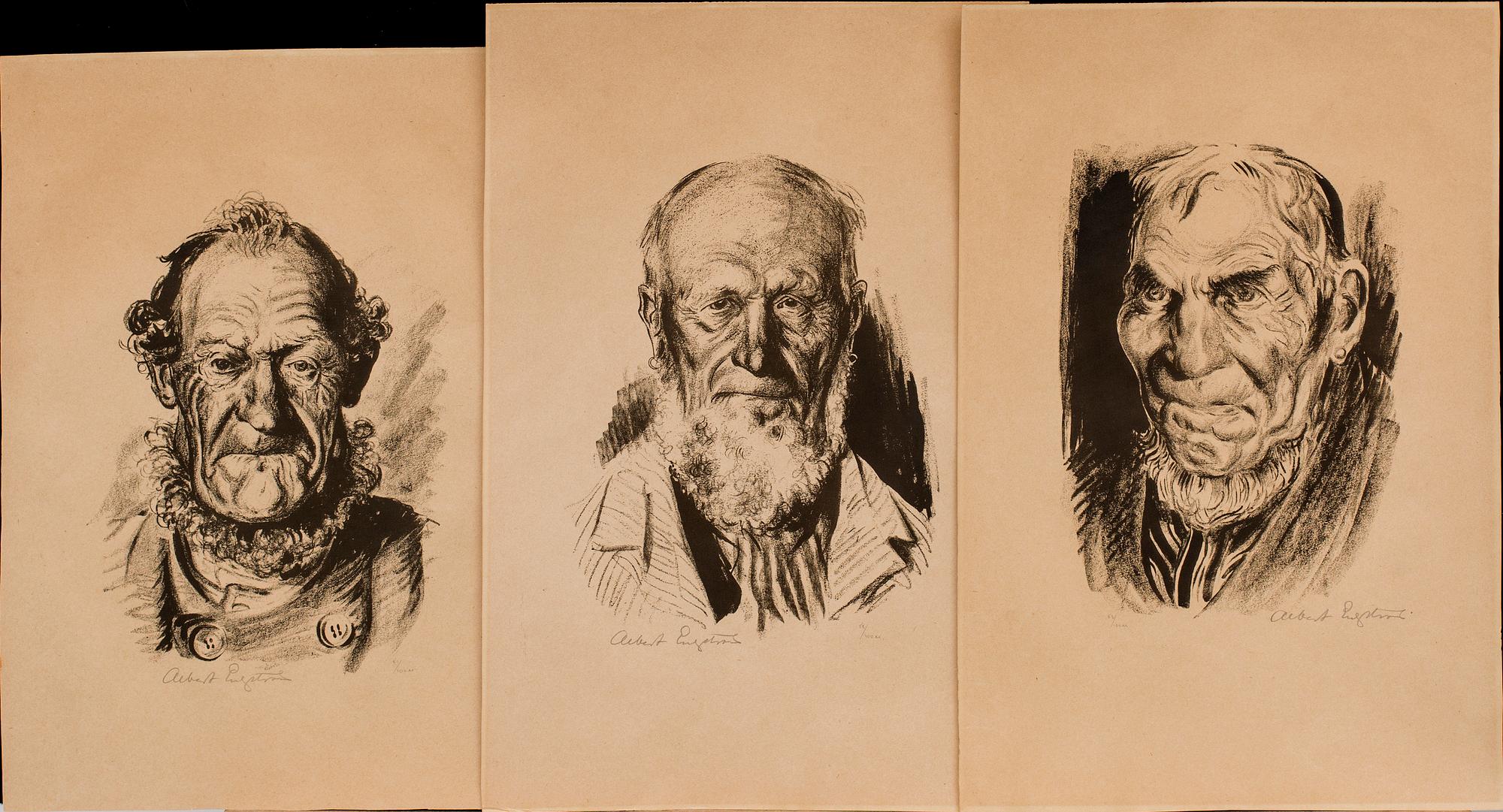 ALBERT ENGSTRÖM, 9 litografier, signerade ur mappen "Rospiggar".
