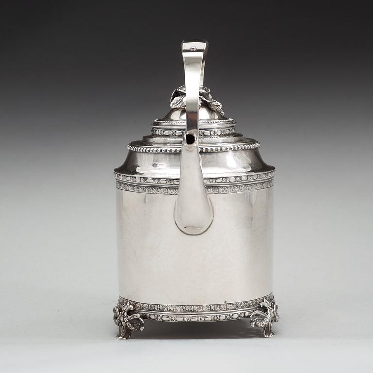 A Swedish 18th century silver tea-pot, mark of Lars Boye, Stockholm 1786.