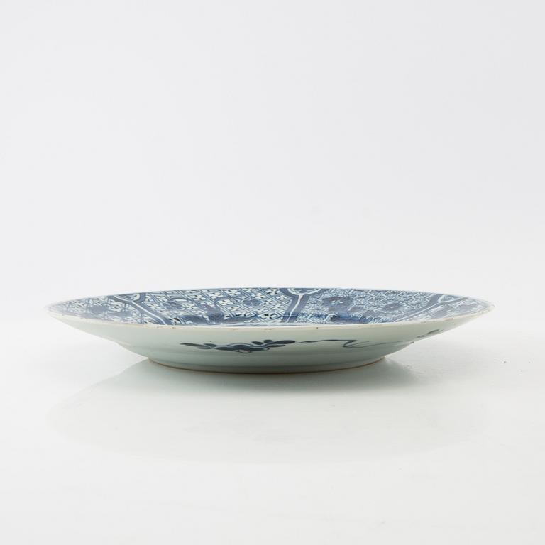 A blue and white dish, Qing dynasty, early 18th century.
