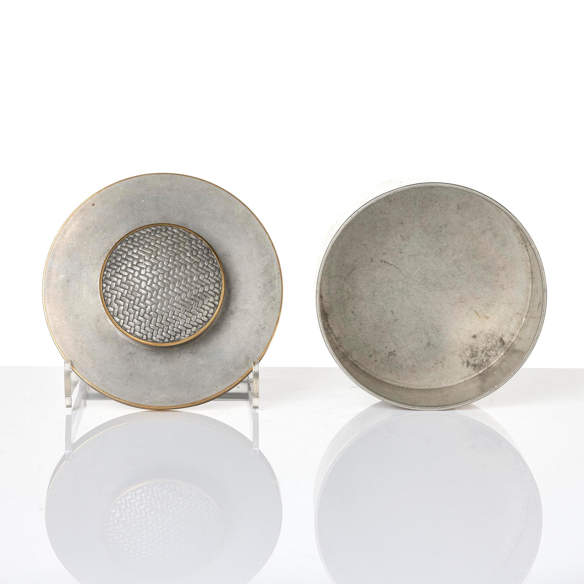 Björn Trägårdh, a pewter and brass lidded jar, Firma Svenskt Tenn, Stockholm, 1951.