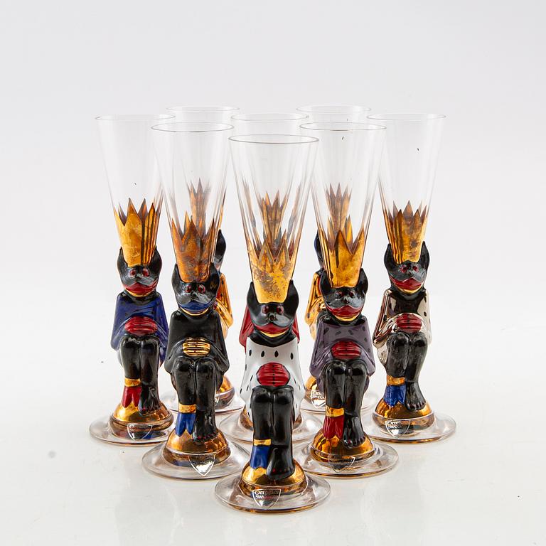 Gunnar Cyrén, snapsglas 8 st"Nobel" Orrefors signerade.