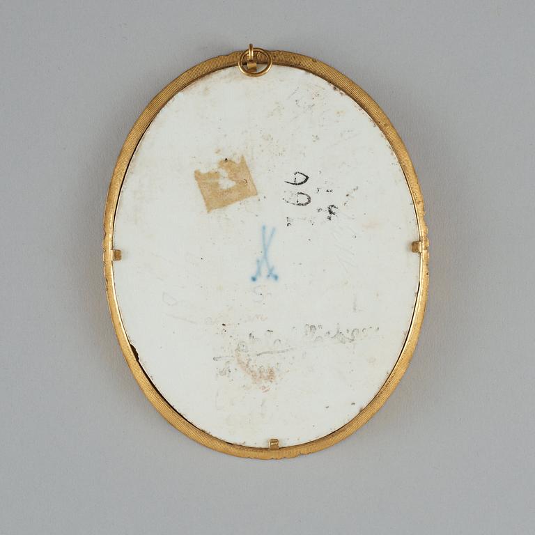 MINIATYRMÅLNING på porslin. Meissen, sent 1800-tal.