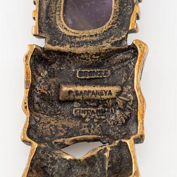 Pentti Sarpaneva, collier och armband, brons med ametist.