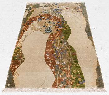 Gustav Klimt, after, a tufted rug, 'Wasserschlangen II', c. 164 x 81 cm.