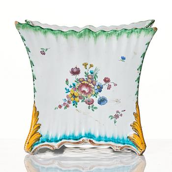 A Swedish faience Rörstrand flower pot, 18th Century.