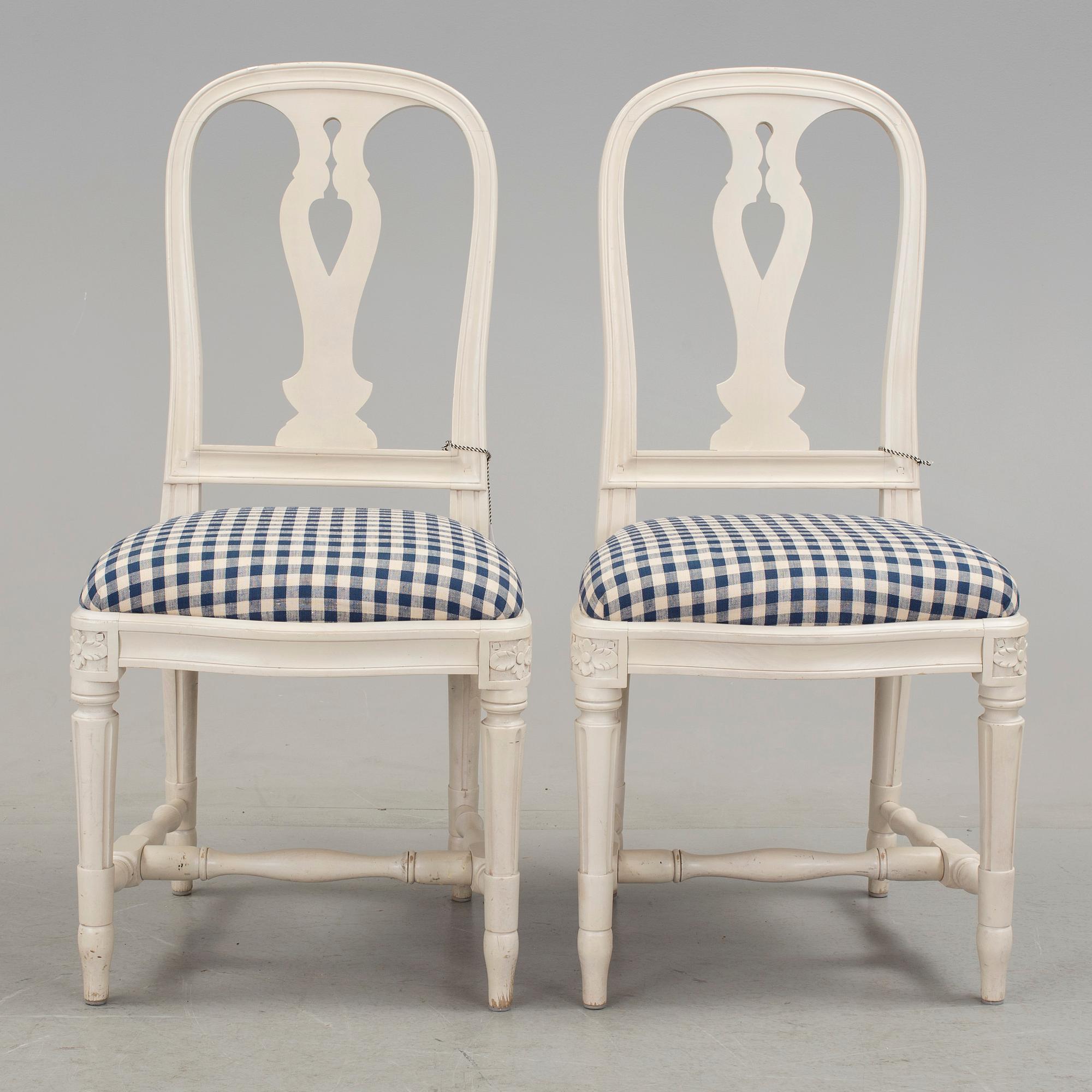 STOLAR, sex stycken, gustaviansk stil, "Hallunda", ur IKEA:s 1700-tals serie, sent 1900-tal.