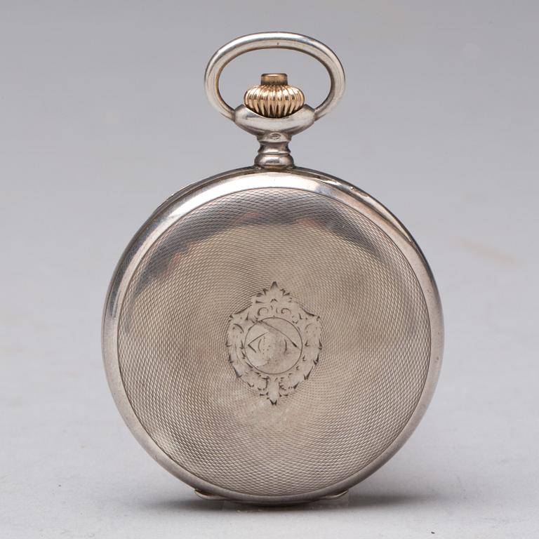 FICKUR. silver.  Longines, ca 1910-15. Kronograf-funktion.