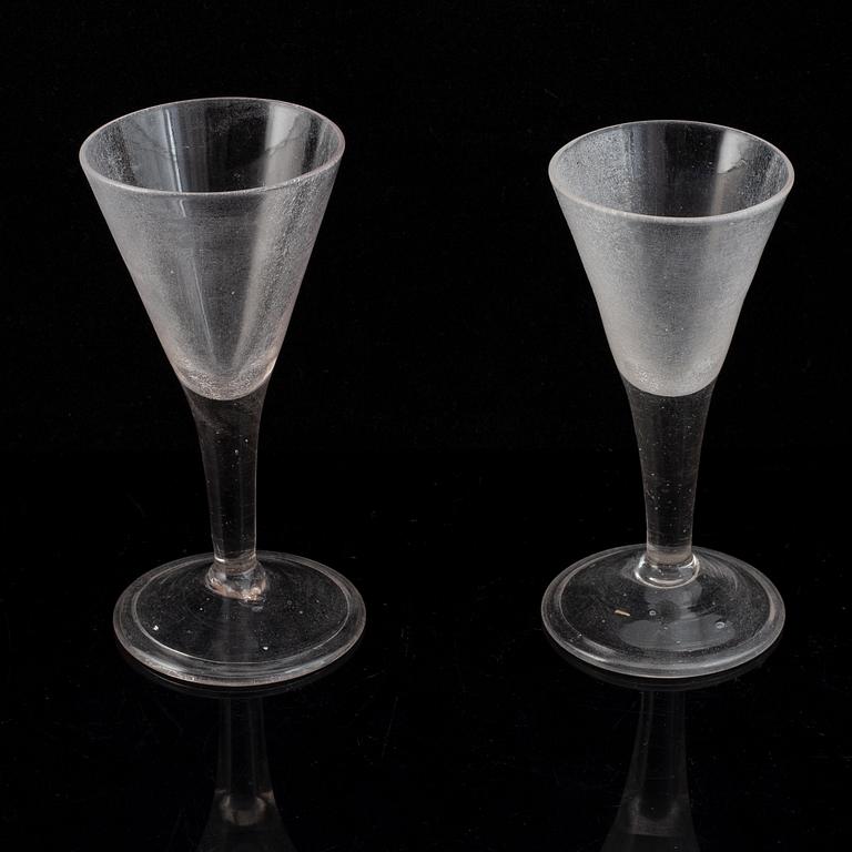 Two Swedish 18th century wine goblets, possibly Kungsholms Glasbruk.