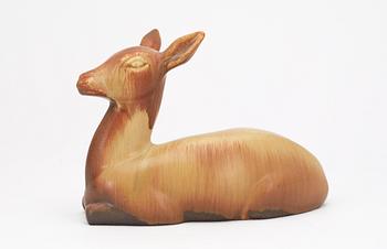 A Gunnar Nylund stoneware figure of a deer, Rörstrand.