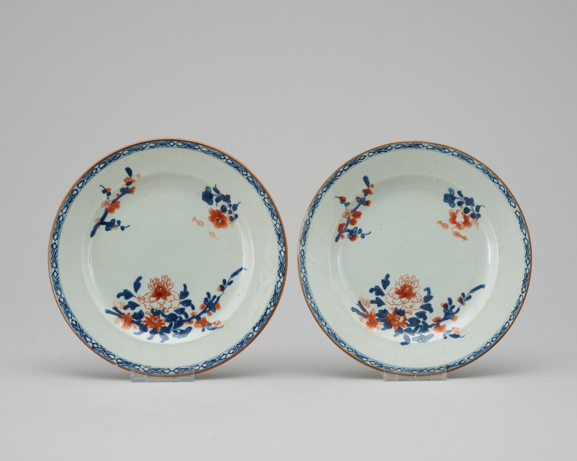 Four early 18th century plates, Qing dynasty.