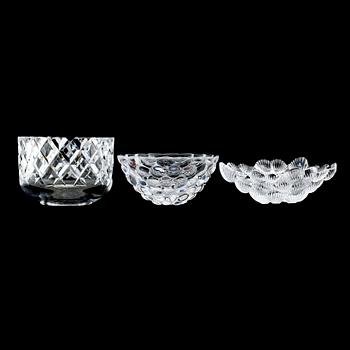 SKÅLAR, 3 st, glas, bl a Orrefors, 1900-talets andra hälft.