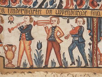 Swedish Folk Art painting on canvas by Sven Erlandsson 1835.