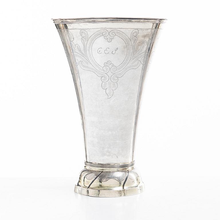 A Swedish early 19th century parcel-gilt silver beaker, mark of Olof Hellbom, Stockholm 1810.
