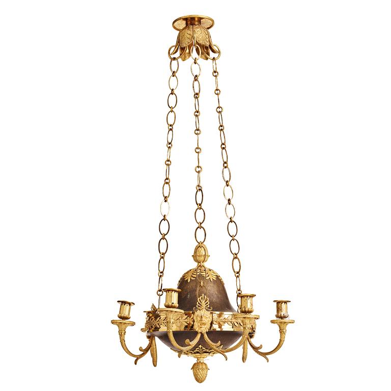 A Swedish Empire 19th century six-light hanging-lamp.