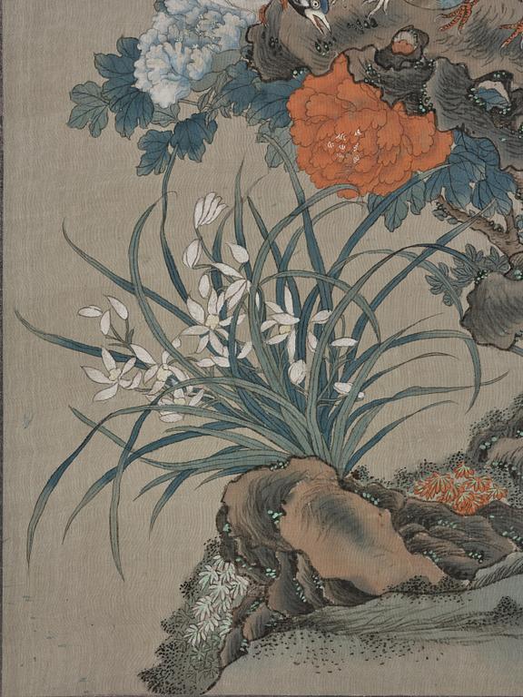 Okänd konstnär, sidenmålning, Kina, 1900-tal.