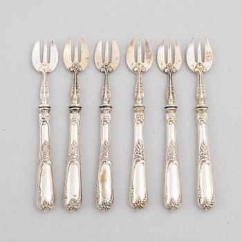 Louis Coignet, ostrongafflar, 6 st, silver, Paris 1889-93.