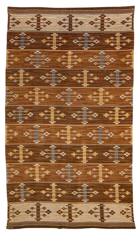 Märta Måås-Fjetterström, a drape, "Brunrandig", flat weave, ca 243 x 141 cm, signed MMF.