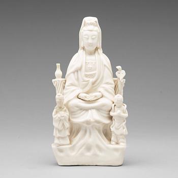 A blanc de chine figure of Guanyin, Qing dynasty, 18th  Century.