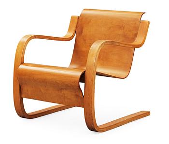 An Alvar Aalto birch armchair, 'Nr 31' by  O.y Huonekalu-ja Rakennustyötehdas A.B, Finland, probably 1940's.