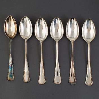 CG HALLBERG, skedar, 6 st, silver, Stockholm, 1920/30-tal.