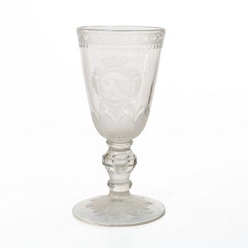 Goblet glass and trophy. Germany, 18th century.