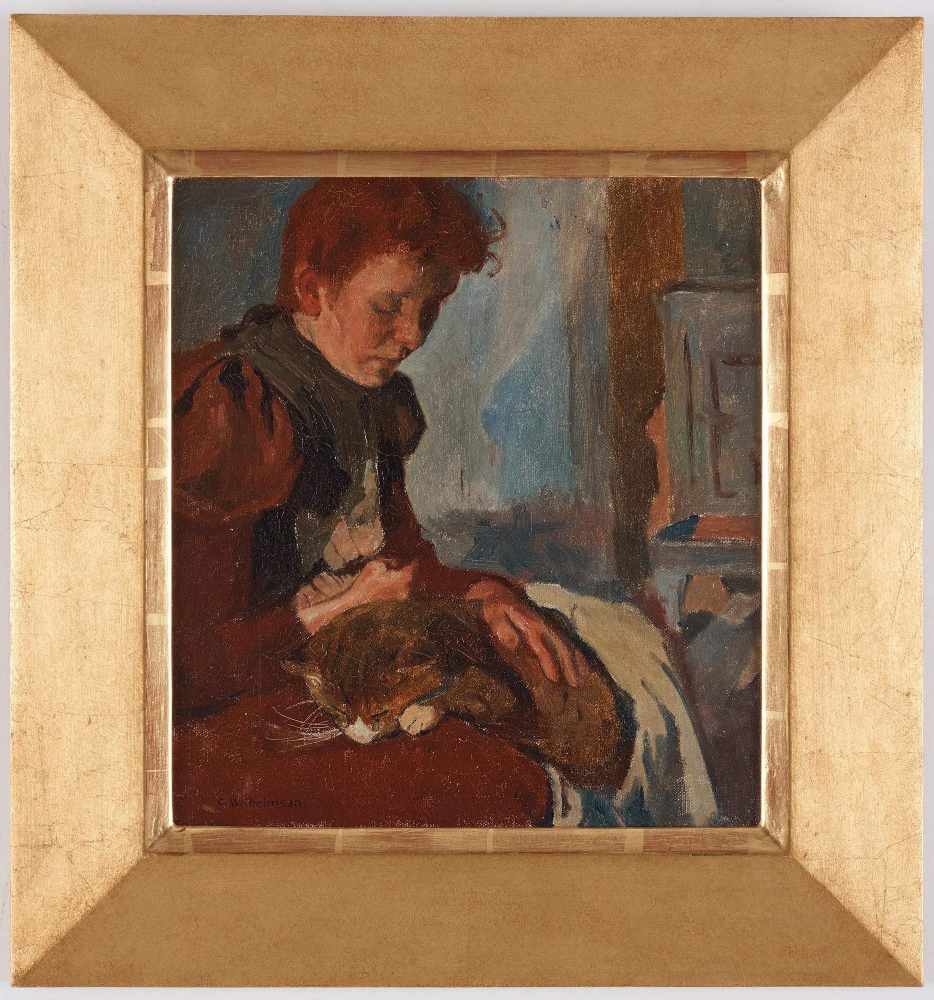 Carl Wilhelmson, "Flicka med katt"(Girl with Cat)/"Nanny Boman".