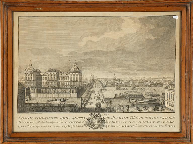 GRAVYR, motiv över S:t Petersburg, efter, Mikhael Ivanovitch Makhaev m.fl, 17/1800-tal.