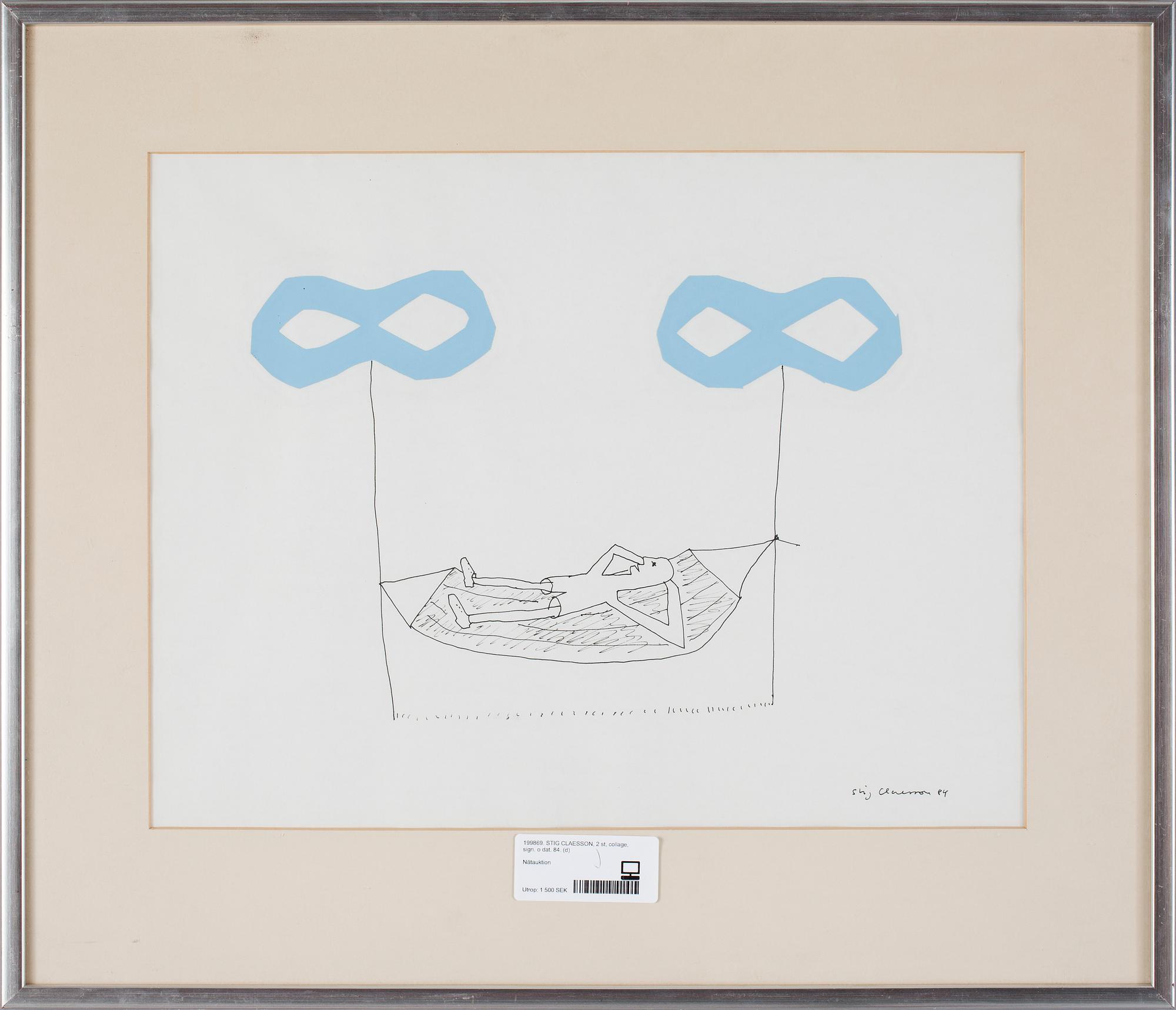 STIG CLAESSON, 2 st, collage, sign. o dat. 84.