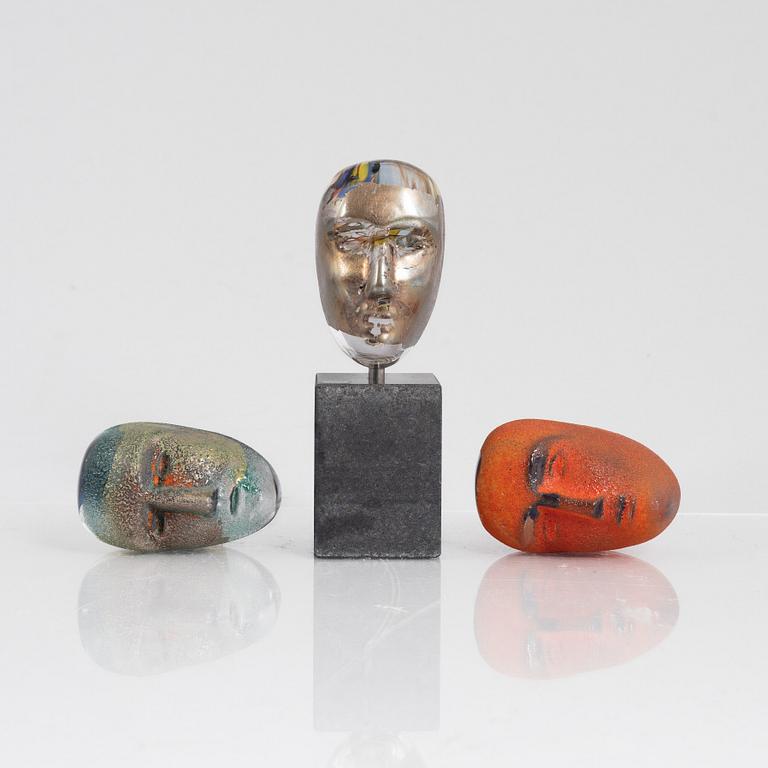 Bertil Vallien, sculptures, 3 pcs, Kosta Boda.