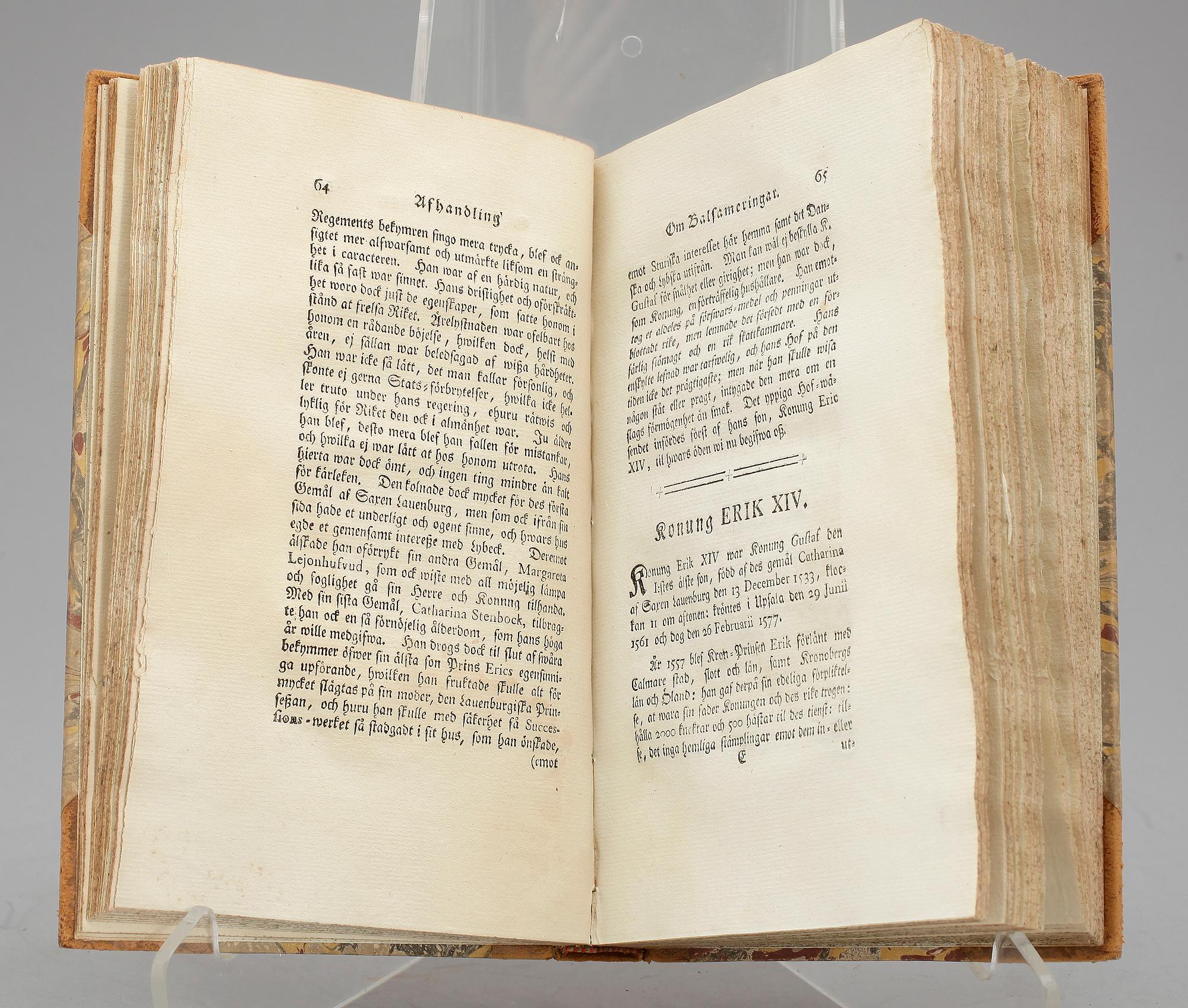 BOK, "Swenska Konungars Olycks-öden, kropps-skador, sinnes och...balsamering och begrafning..." av H. Schutzercrantz, Stockholm 1775.