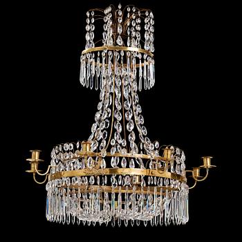 95. A late Gustavian nine-light chandelier, early 19th century.