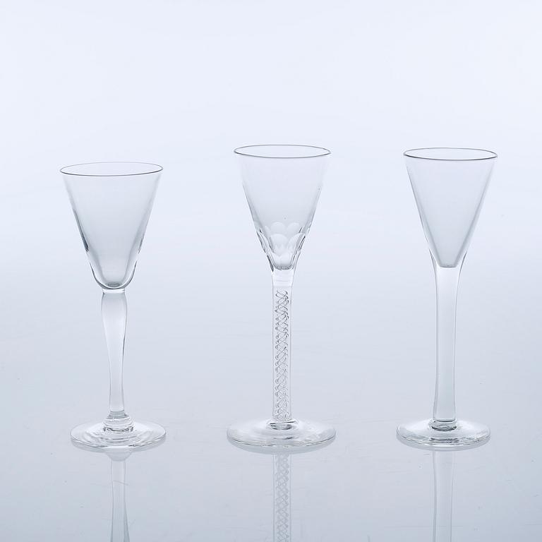 A collection of fortified wine glasses of 23 pcs, late 19th century.