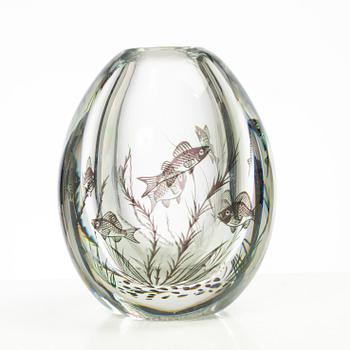 Edward Hald, vas, glas, "fiskgraal", Orrefors, 1900-talet mitt.