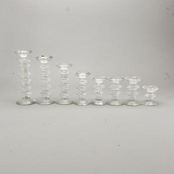TIMO SARPANEVA, 8 candlesticks "Festivo", Iittala, 5 signed TS.