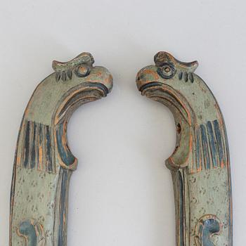 LOKOR, ett par, med fågelhuvuden, 1800-tal.