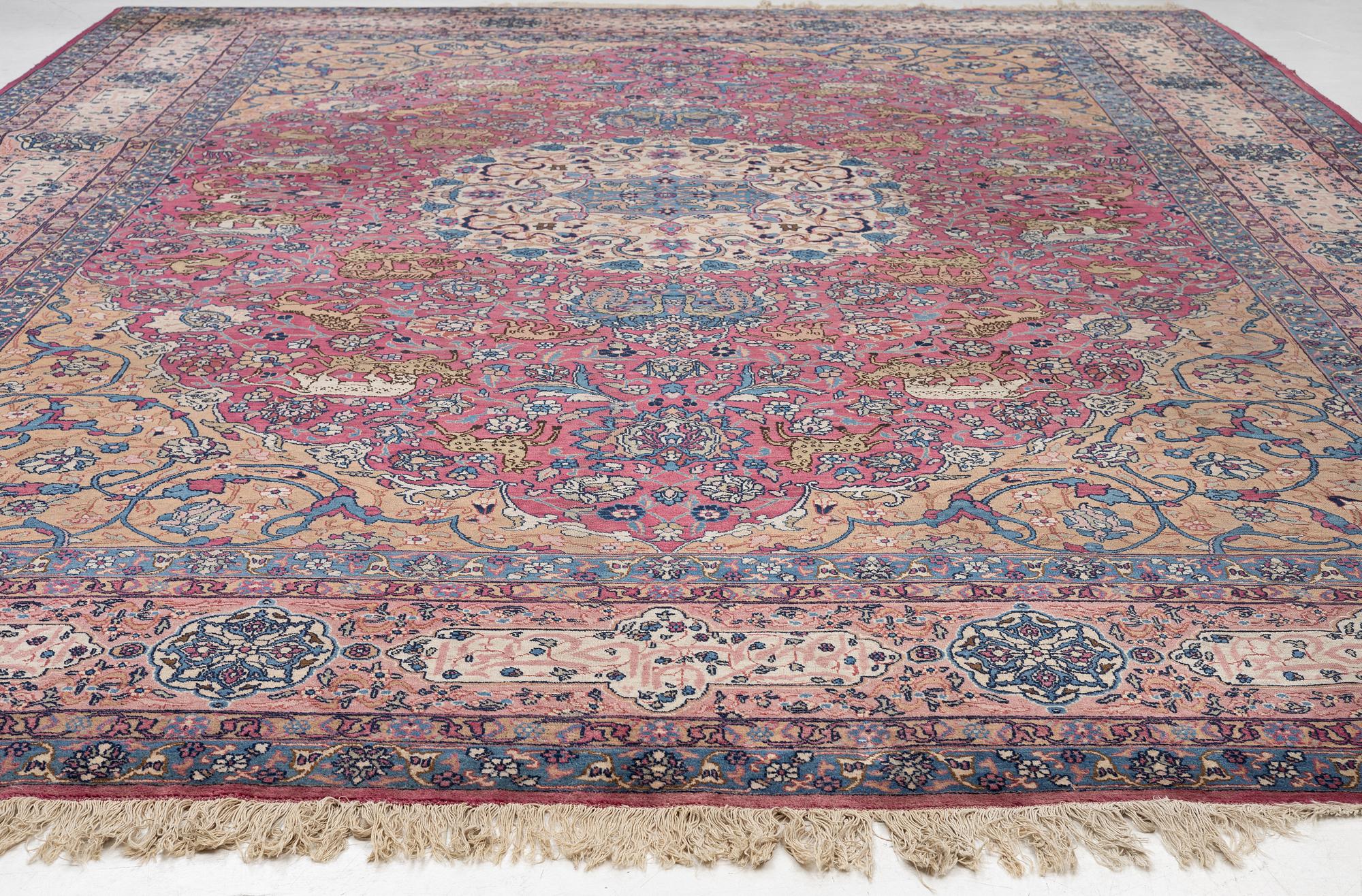 An antique Tabriz carpet, West Persia, c. 447 x 322 cm.