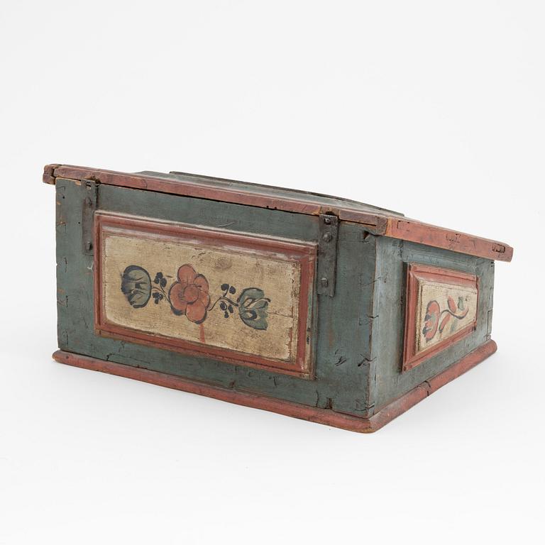 A provincial Swedish painted wooden box, late 18th Century, dated 1798, presumably Jämtland.