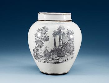 1335. A Swedish Marieberg faience jar with cover, 1770.