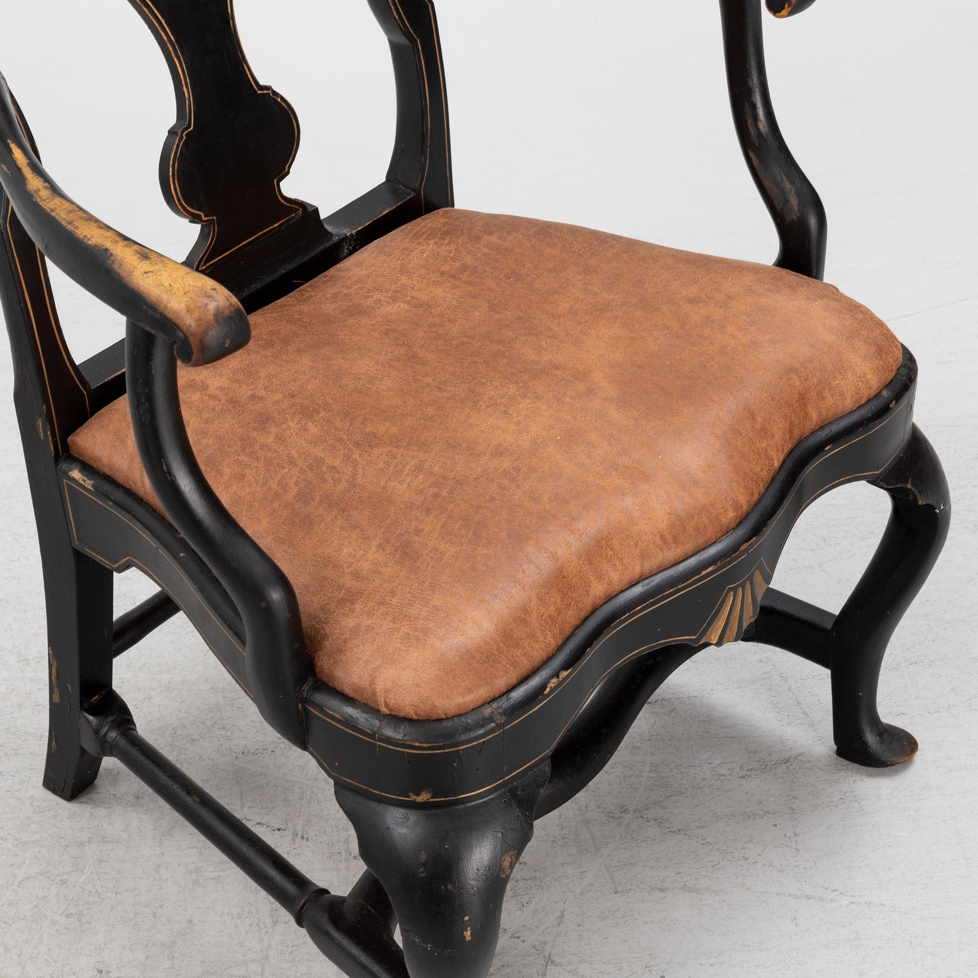 A pair of Rococo style armchairs. first half of the 20th Century.