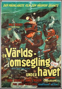 FILMAFFISCH, litografiskt tryck, "En Världsomsegling under havet", 1954.