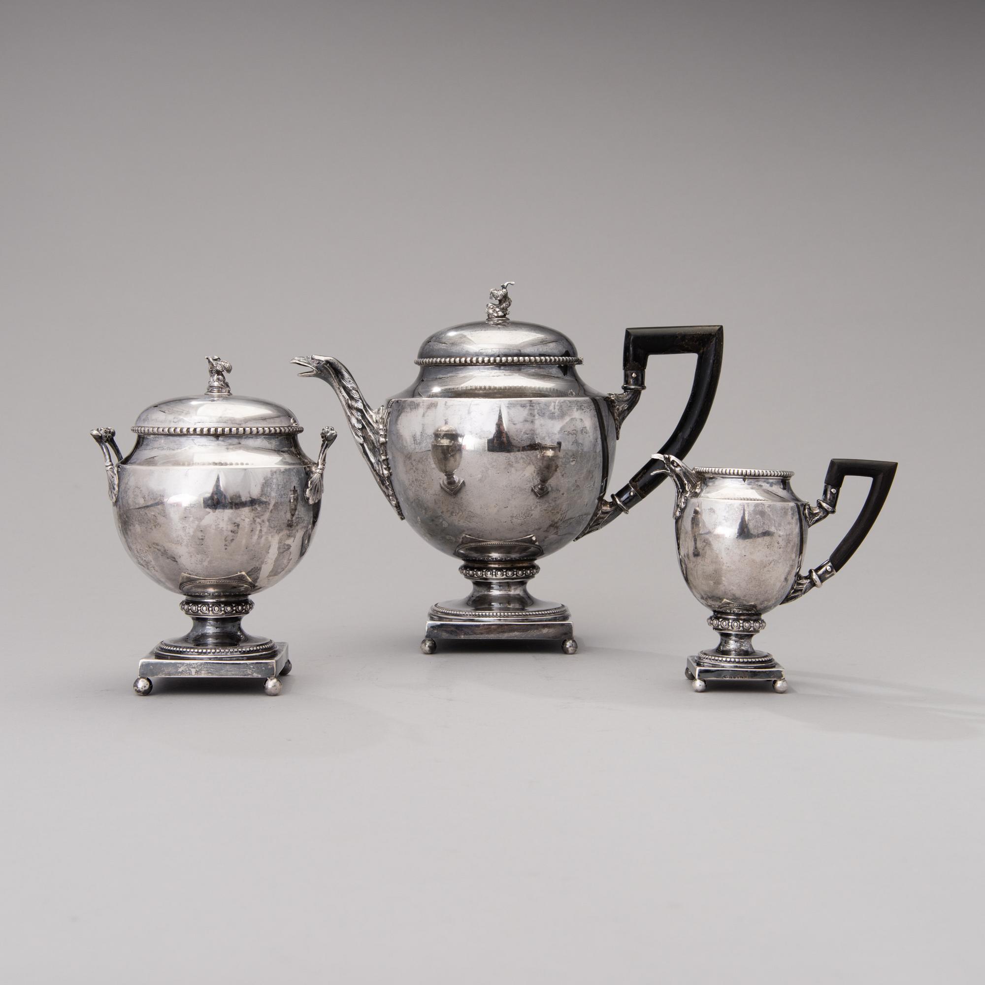 A three piece silver coffee set, Germany ca 1900.