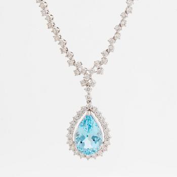 Topaz and brilliant-cut diamond necklace.
