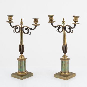 A pair of Empire style candelabra, early 20th Century.