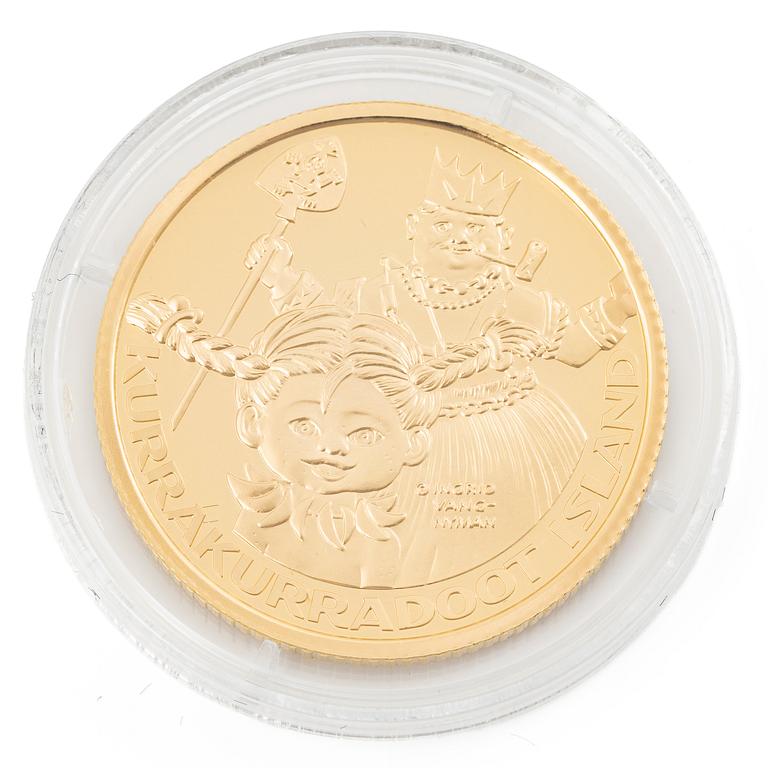 Gold coin, 21.6 carat, Pippi on Kurrekurredutt Island, 10 Niue dollars, 2015.