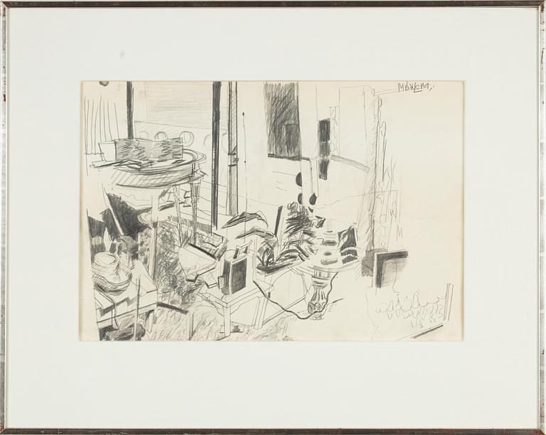 Malcolm Morley, pencil/charcoal on paper, signed, executed in the 1970s.