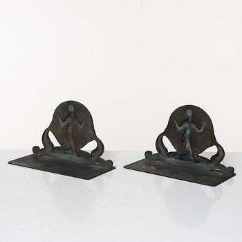 Oscar Antonsson, A pair of bookends, art deco, Ystad metal.