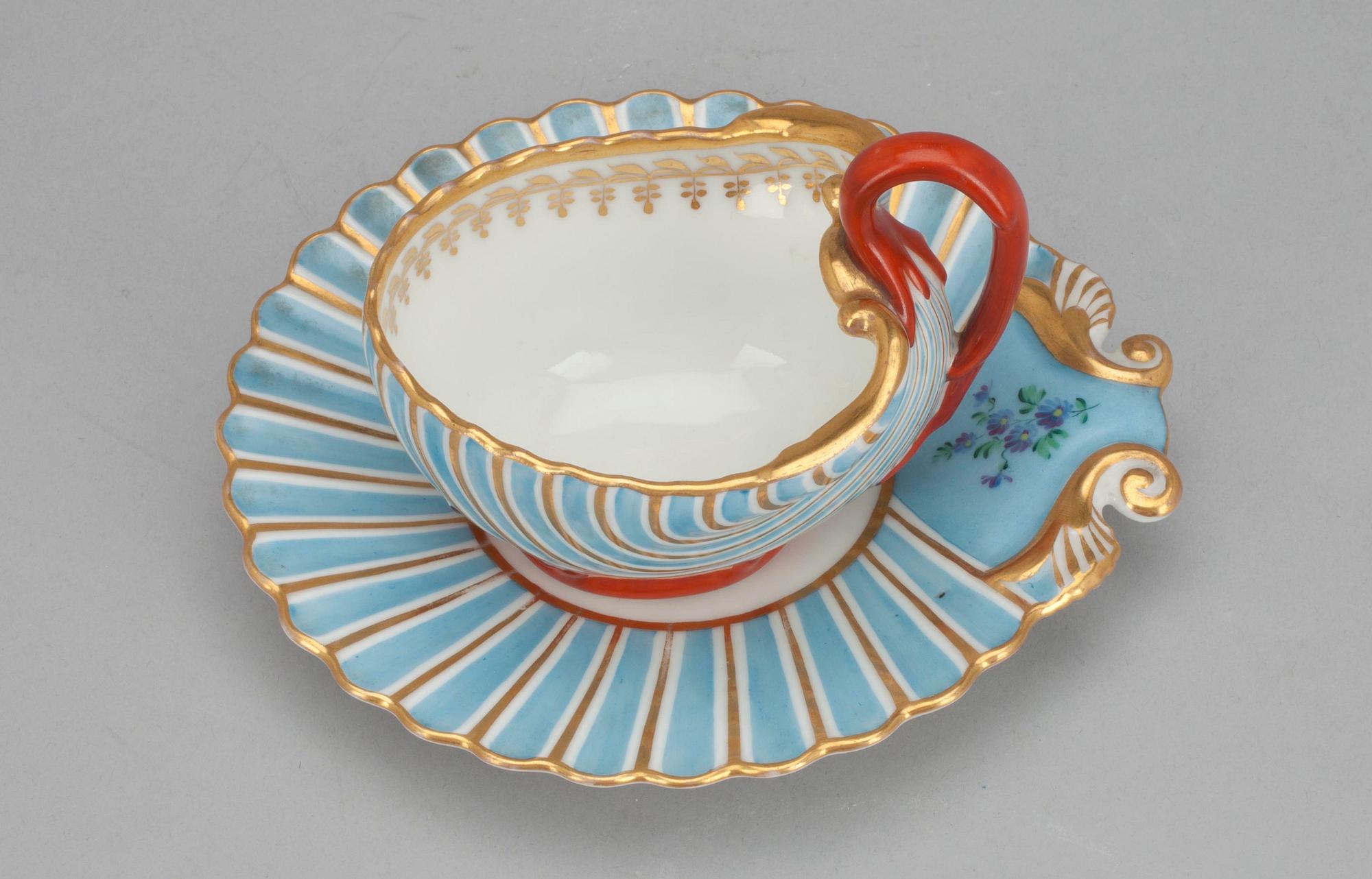 CUP AND SAUCER, A. Popov, Russia, mid 19th century.