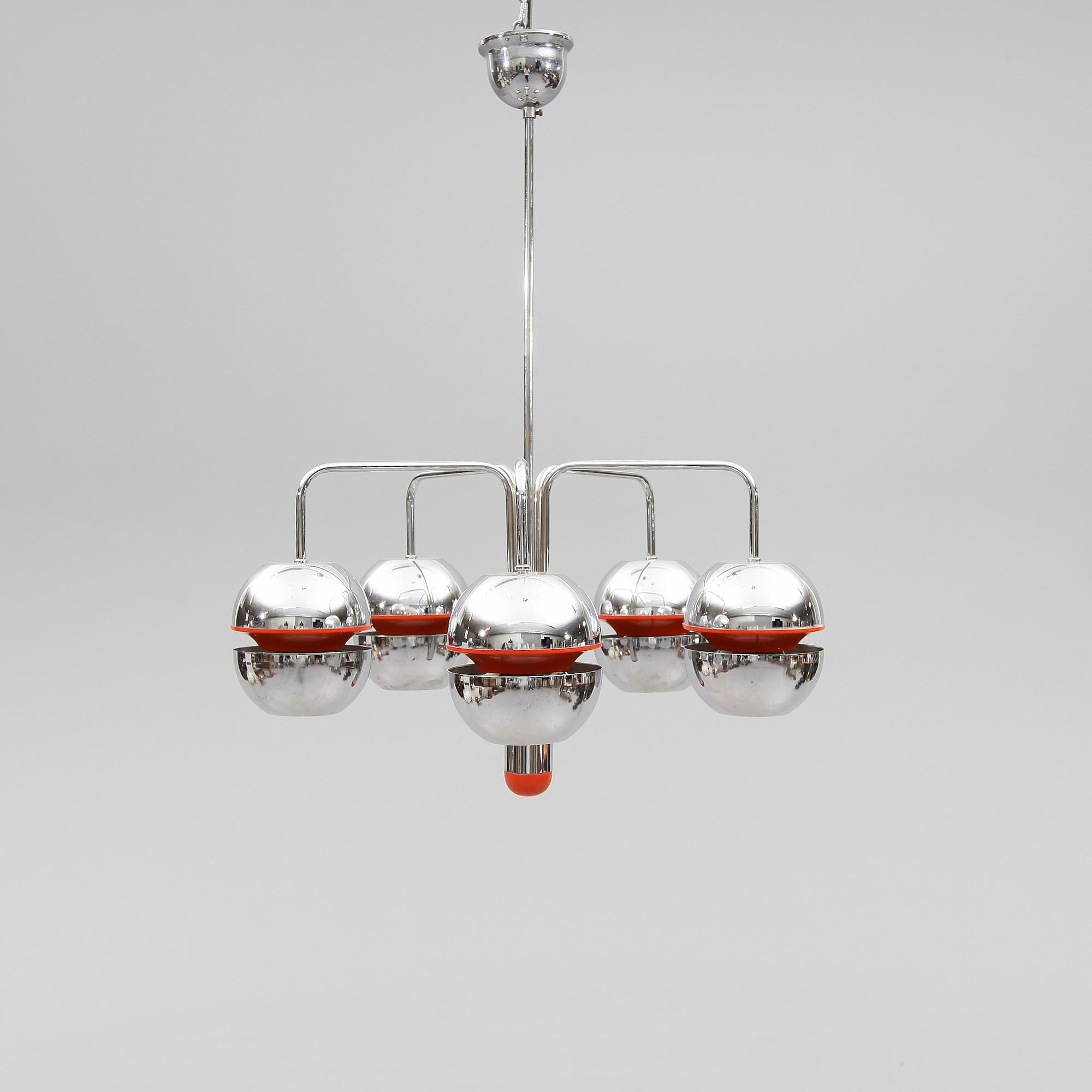 TAKLAMPA, kromad metall, 1960-tal. Höjd ca 75 cm.