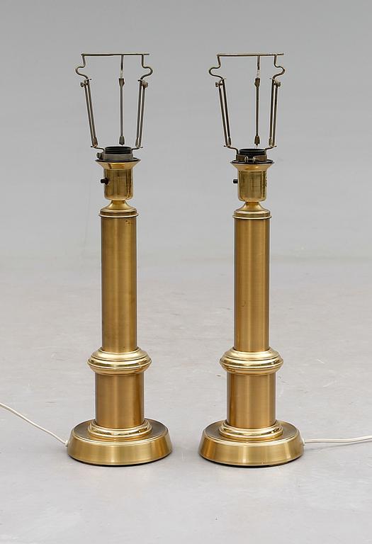 BORDSLAMPOR, 1 par, mässing, EWÅ, Värnamo, 1900-talets andra hälft.